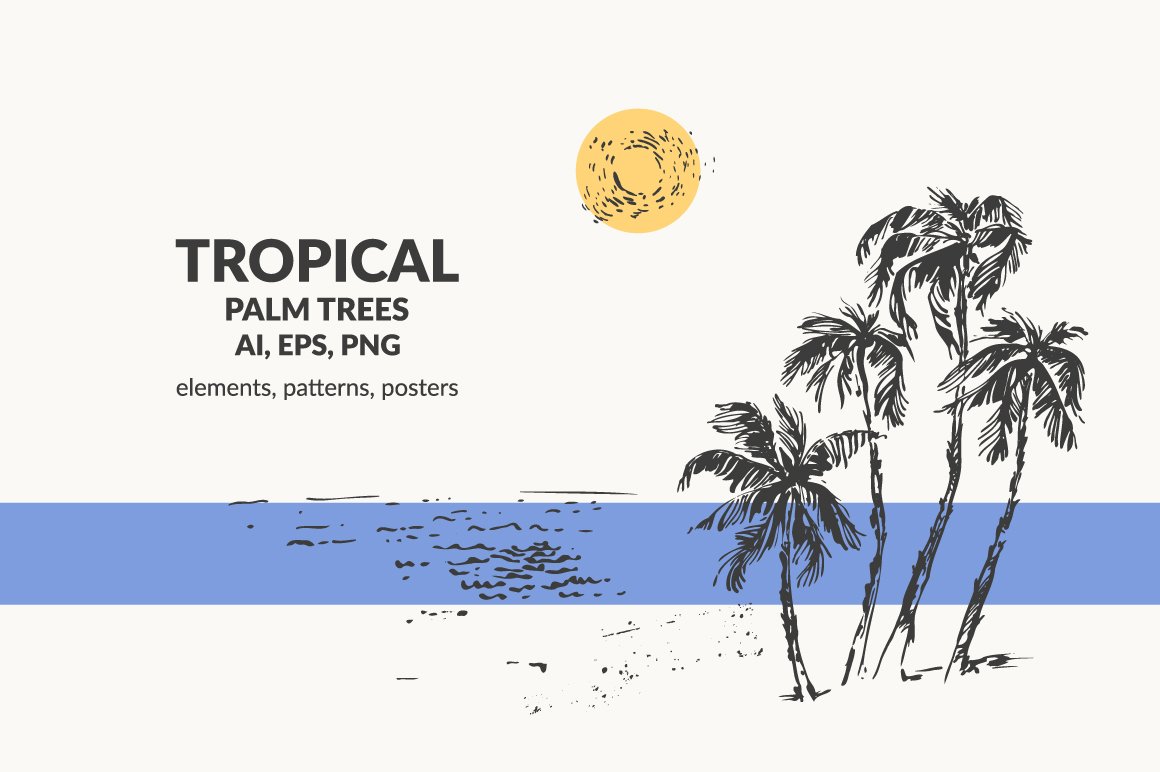 Tropical palm trees cover image.