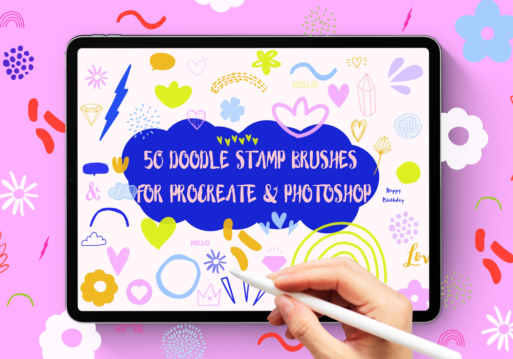 Procreate Doodle Stamp Brush Bundlecover image.