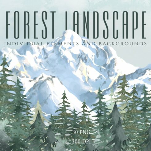 Forest Landscape Watercolor Clipart cover image.