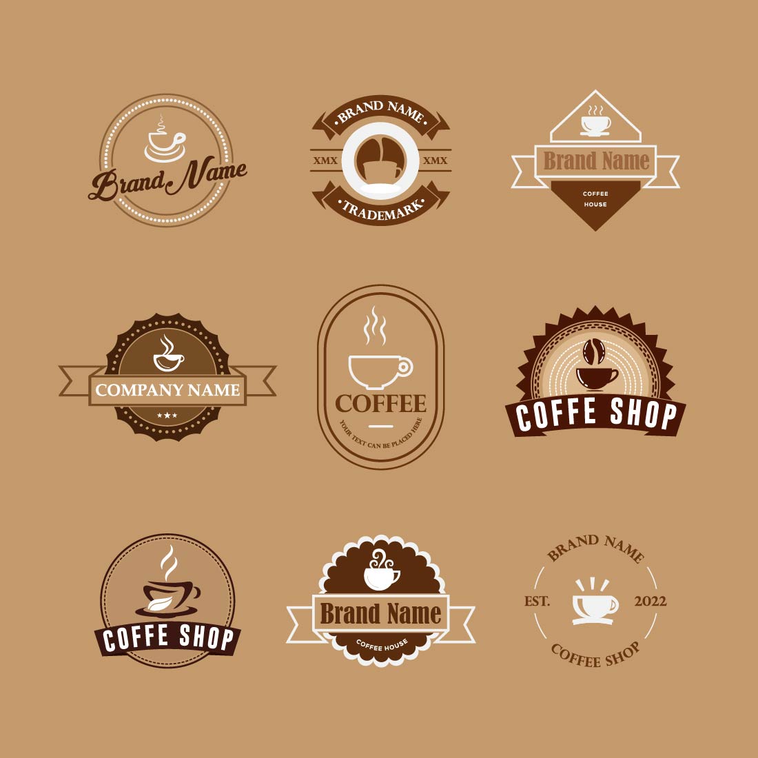 Coffee shop logo bundle preview image.