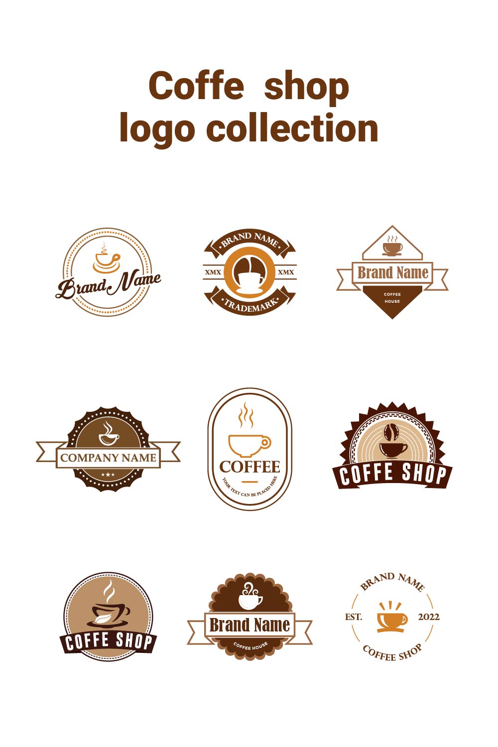Coffee shop logo bundle pinterest preview image.