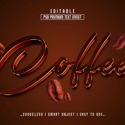 Coffee 3D Editable Text Effect stylecover image.