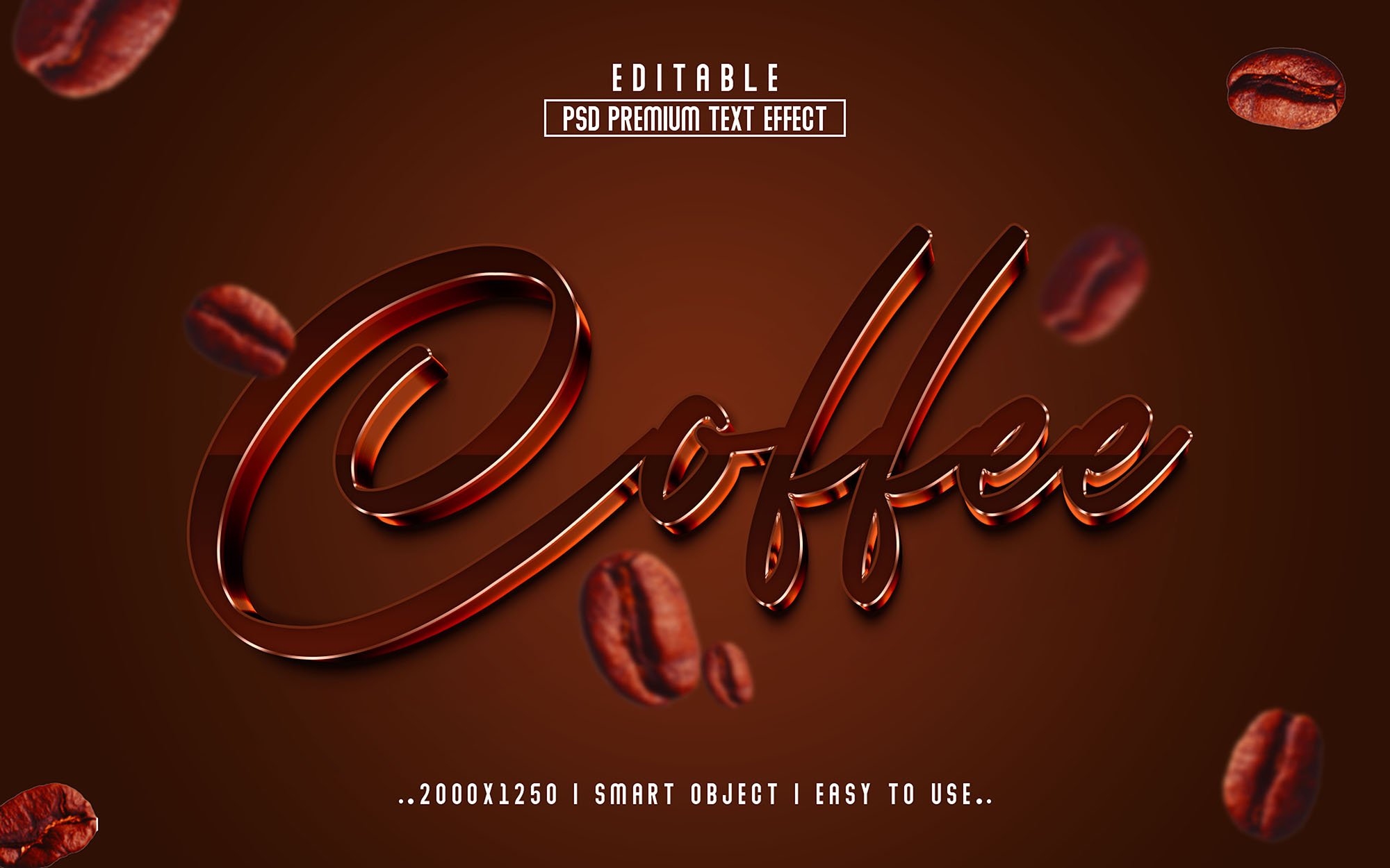 Coffee 3D Editable Text Effect stylecover image.