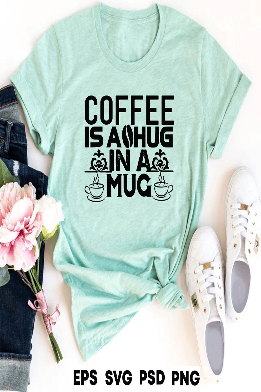 coffee is a hug in a mug pinterest preview image.