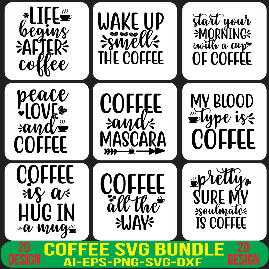 Coffee SVG Bundle preview image.