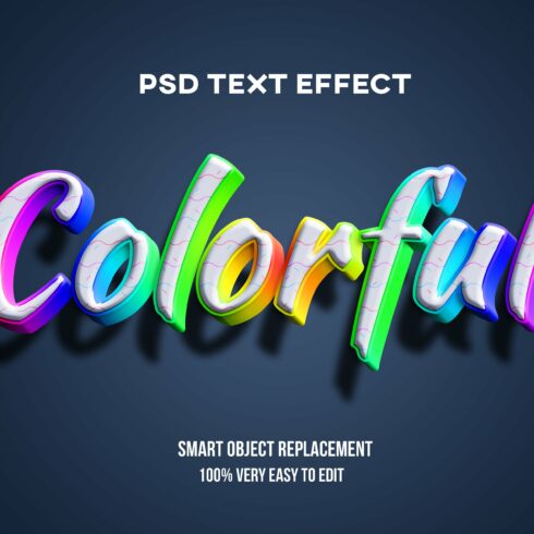 Colorful 3D Editable Text Effect Psdcover image.