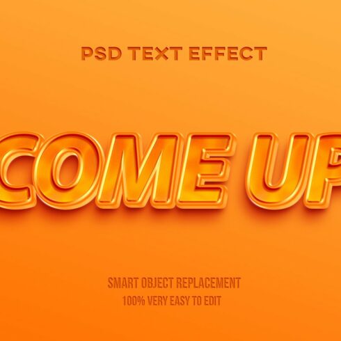Come Up 3D Editable Text Effect Psdcover image.