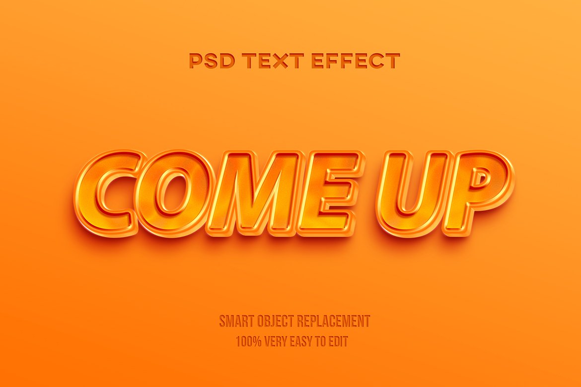 Come Up 3D Editable Text Effect Psdcover image.