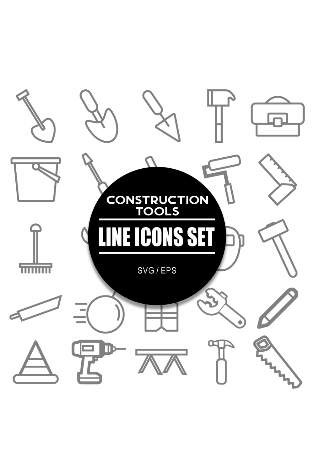 Construction Tools Icon Set pinterest preview image.