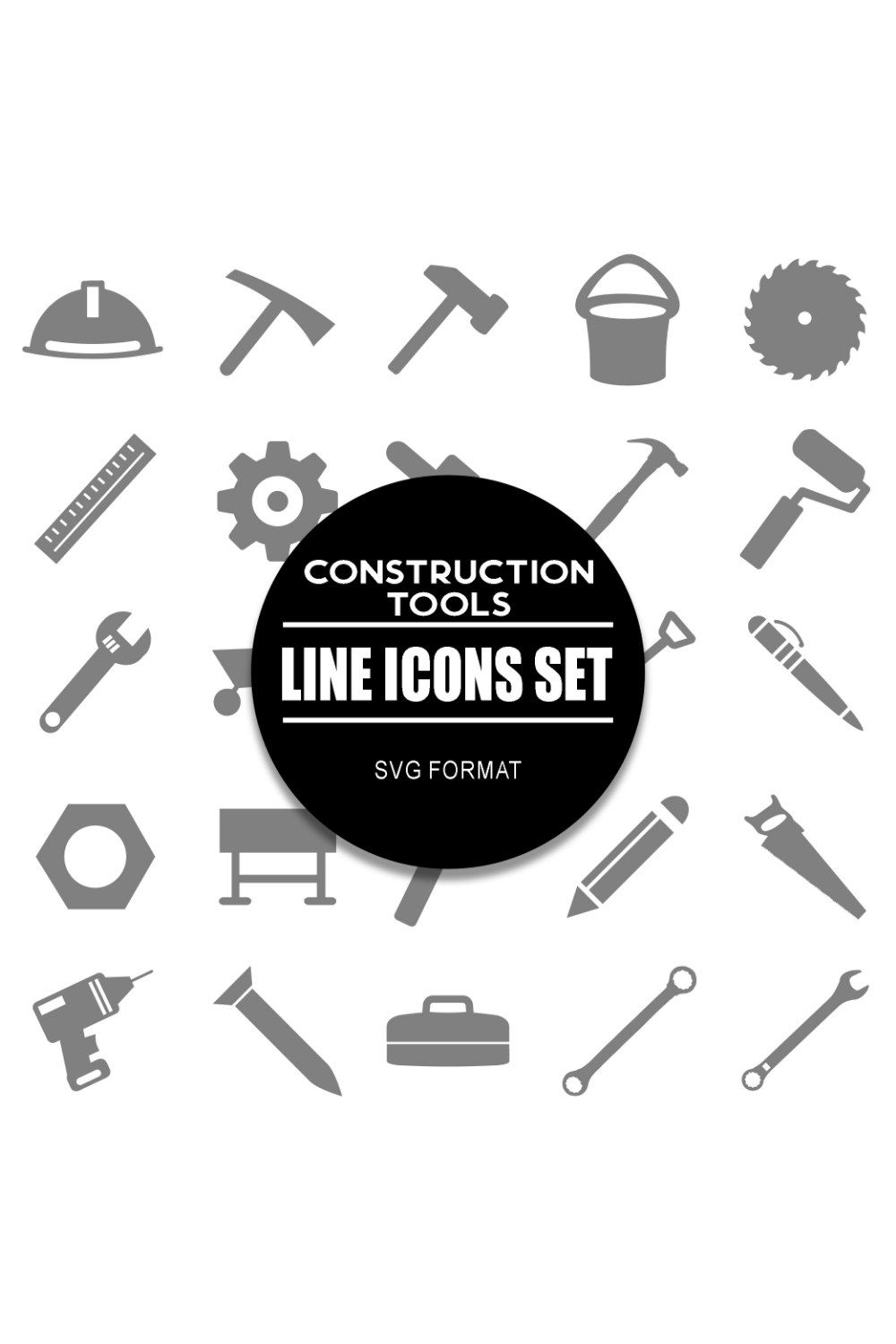 Construction Tools Icon Set pinterest preview image.