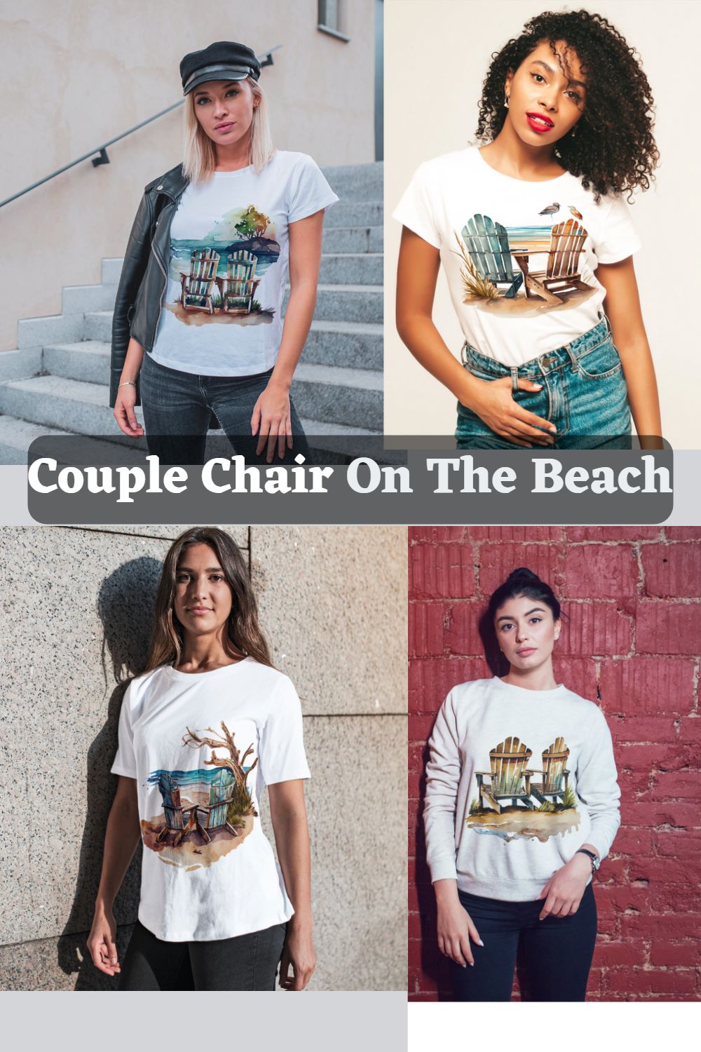 Couple Chair on the Beach Watercolor pinterest preview image.