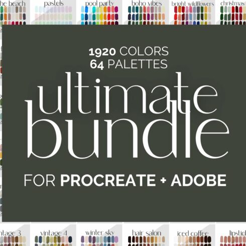 64 Palettes for Procreate and Adobecover image.