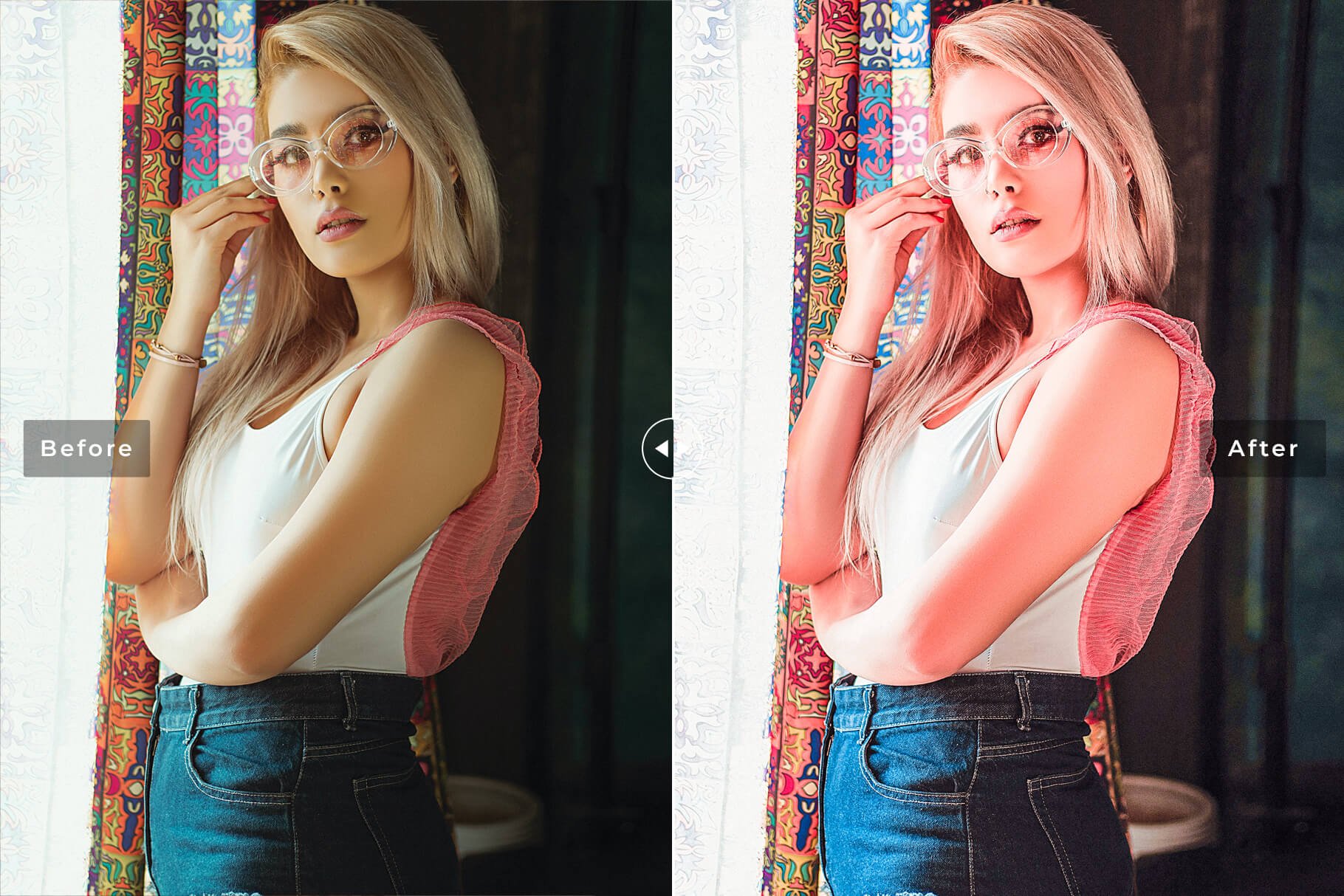 coral pink mobile desktop lightroom presets preview 2 410