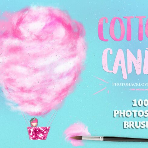 100 Cotton Candy Photoshop Brushescover image.