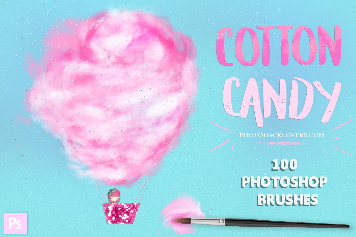 100 Cotton Candy Photoshop Brushescover image.