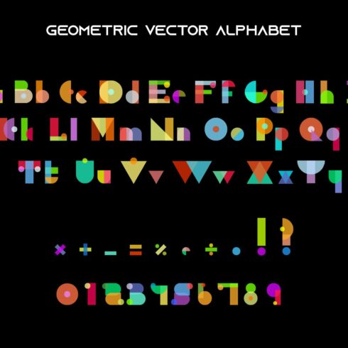 Alphabet geometric vector font cover image.