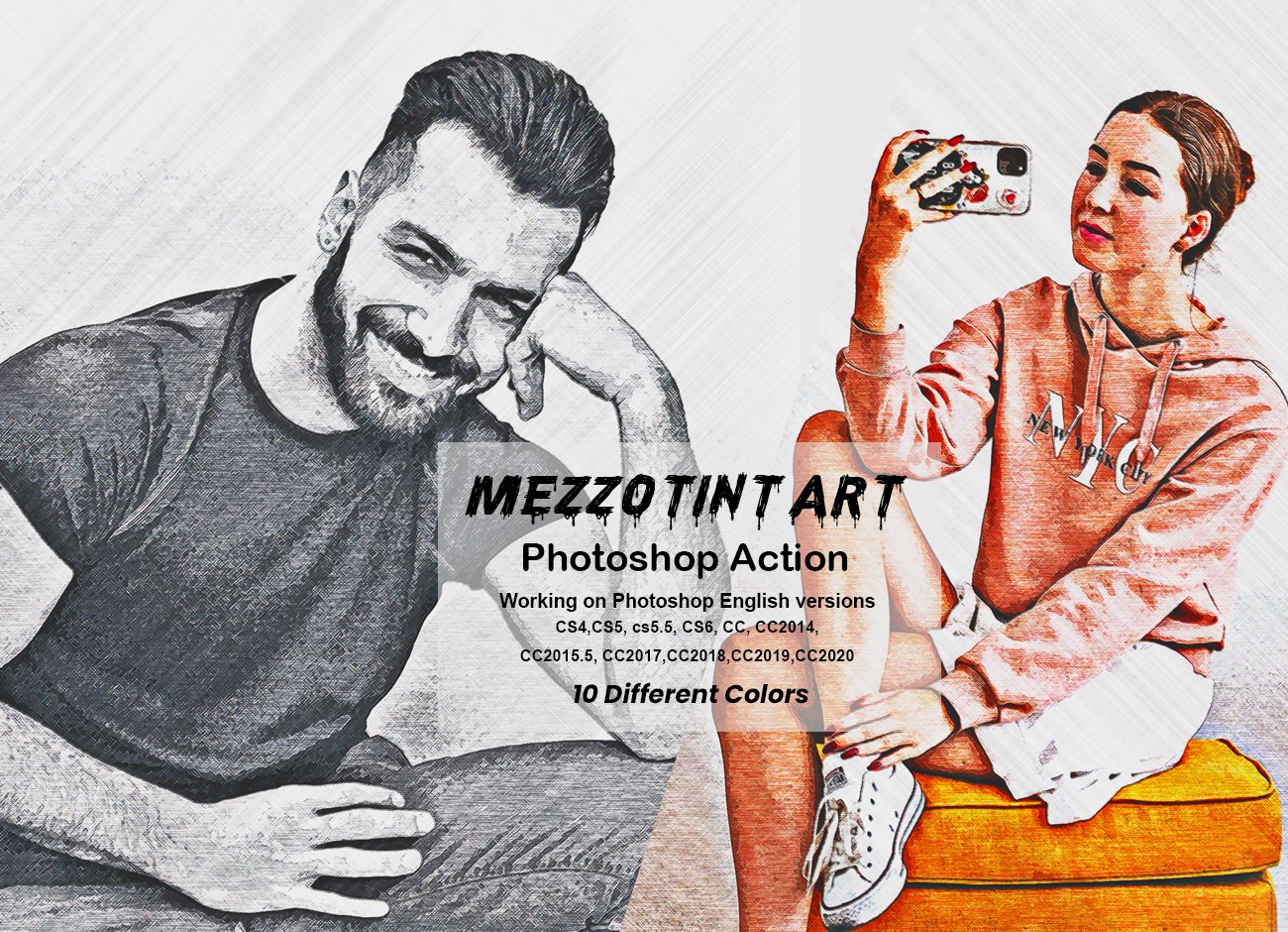 Mezzotint Art Photoshop Actioncover image.