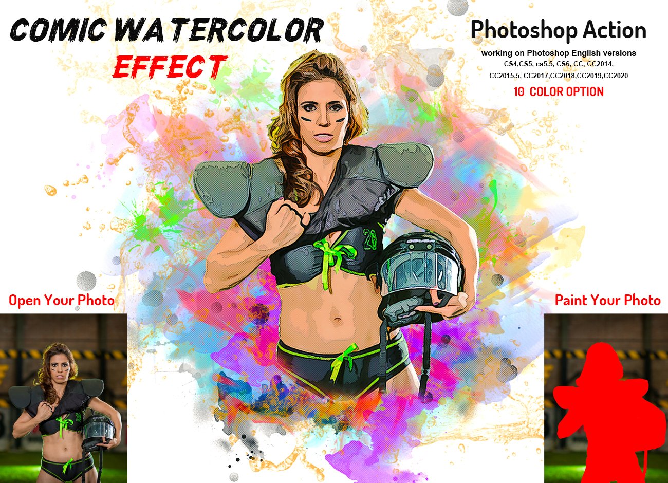 Comic Watercolor Effect PS Actioncover image.