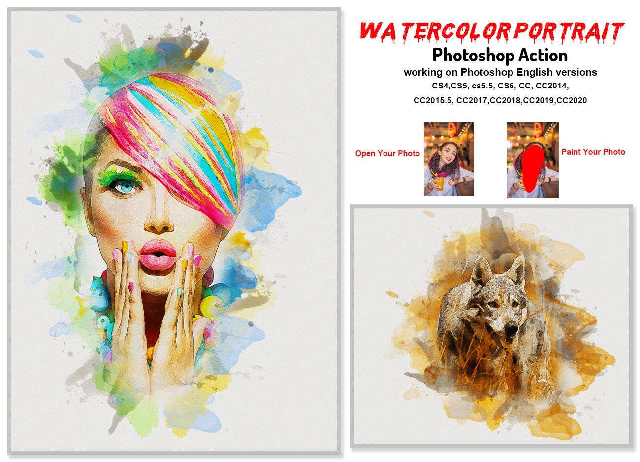 Watercolor Portrait Photoshop Actioncover image.