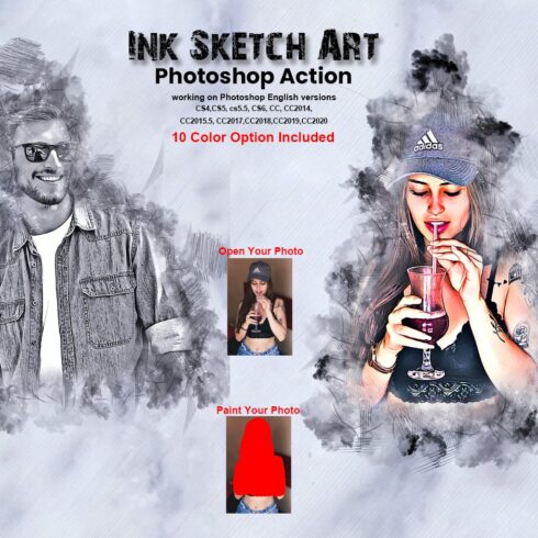 Ink Sketch Art Photoshop Actioncover image.