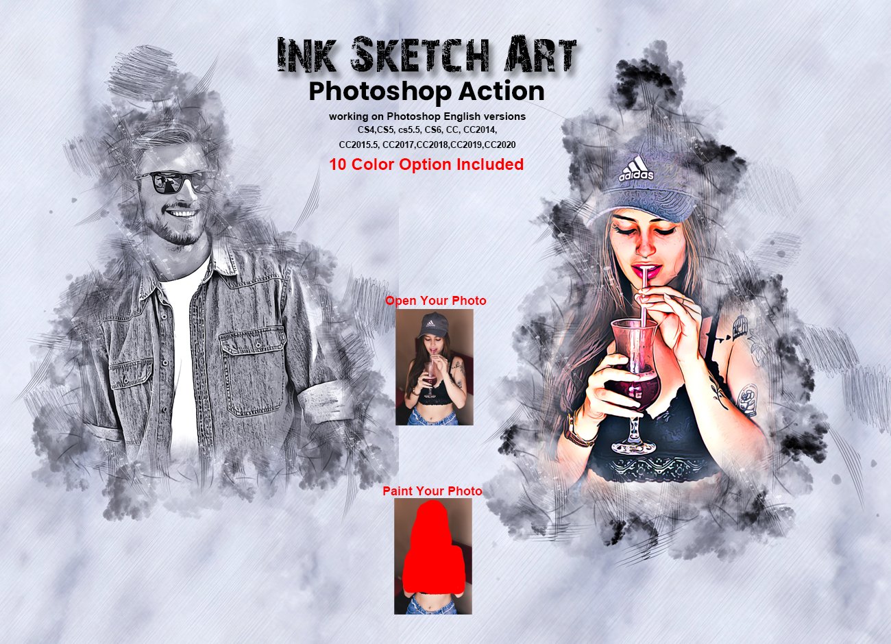 Ink Sketch Art Photoshop Actioncover image.