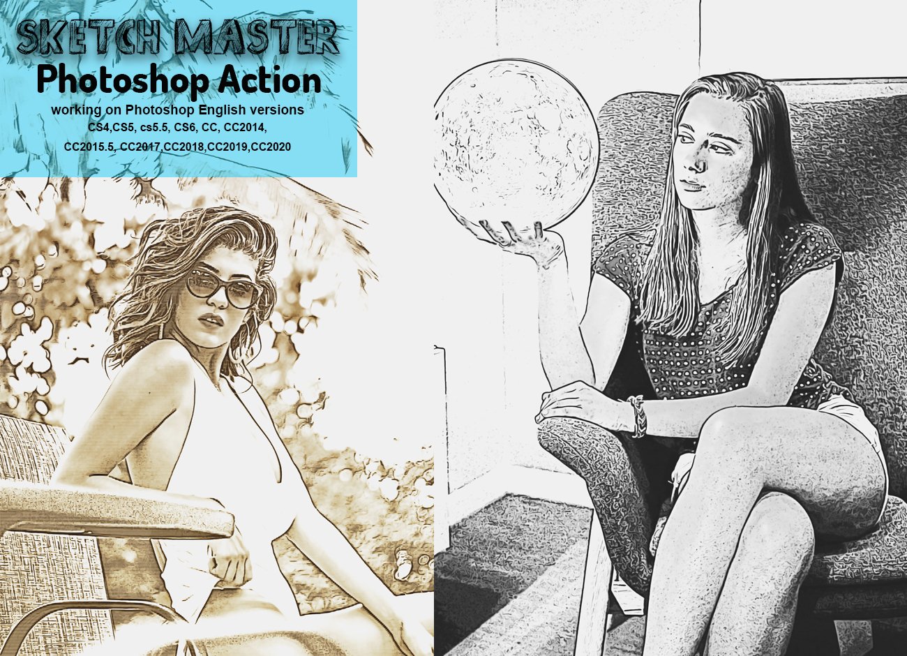 Sketch Master Photoshop Actioncover image.