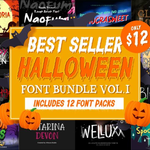 Halloween Font Bundle Vol 1 cover image.