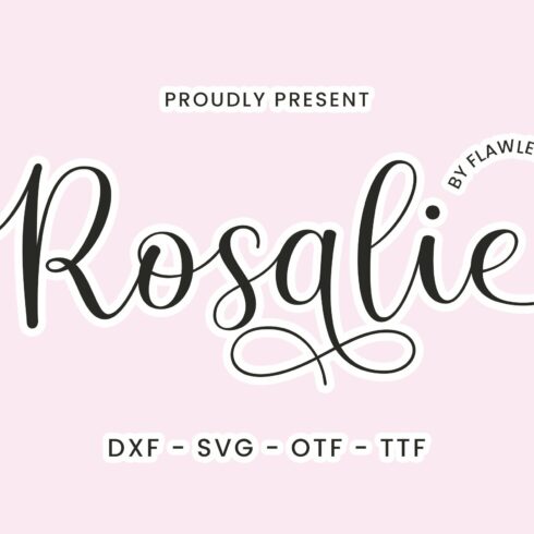 A font that says roslie on a pink background.