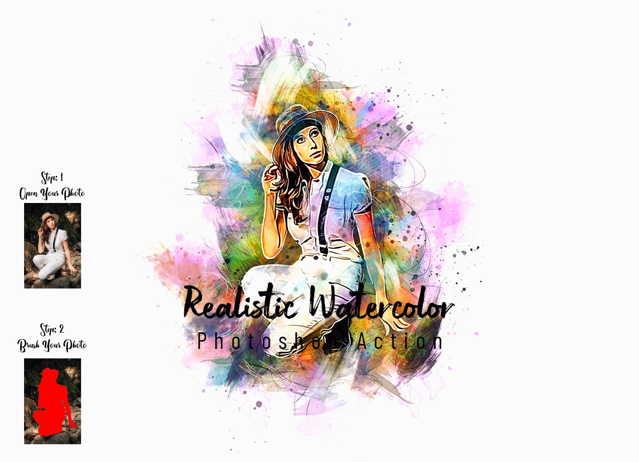 Realistic Watercolor Photoshop Actiocover image.