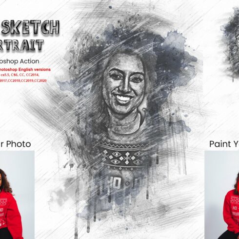 Pro Sketch Portrait Photoshop Actioncover image.