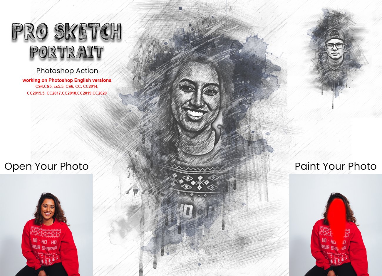 Pro Sketch Portrait Photoshop Actioncover image.