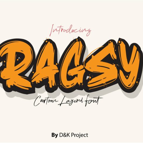 Ragsy | Cartoon layered font cover image.