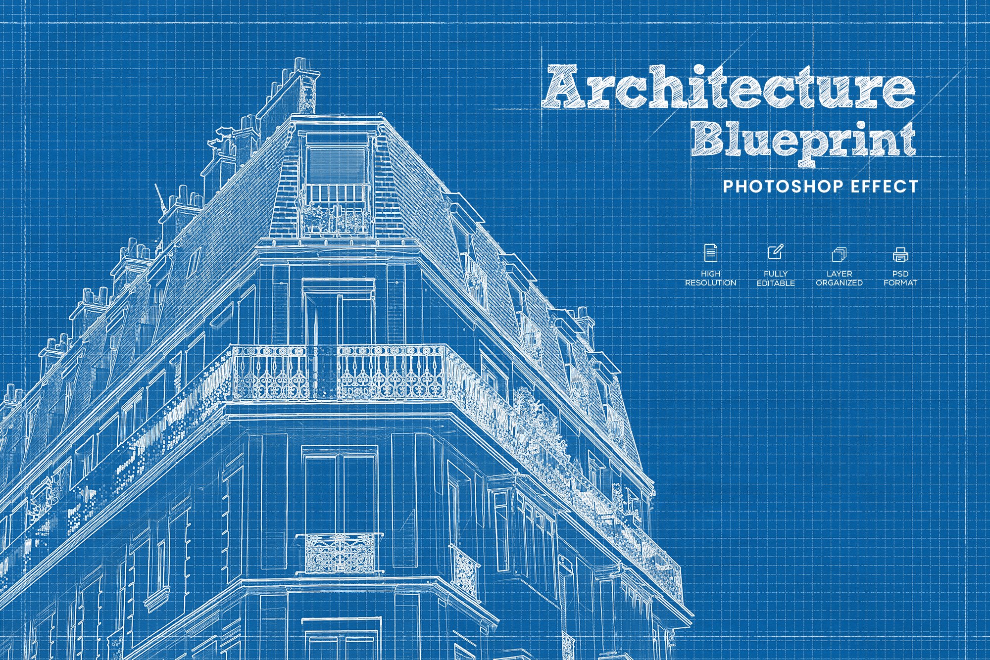 Architecture Blueprint Photo Effect – MasterBundles