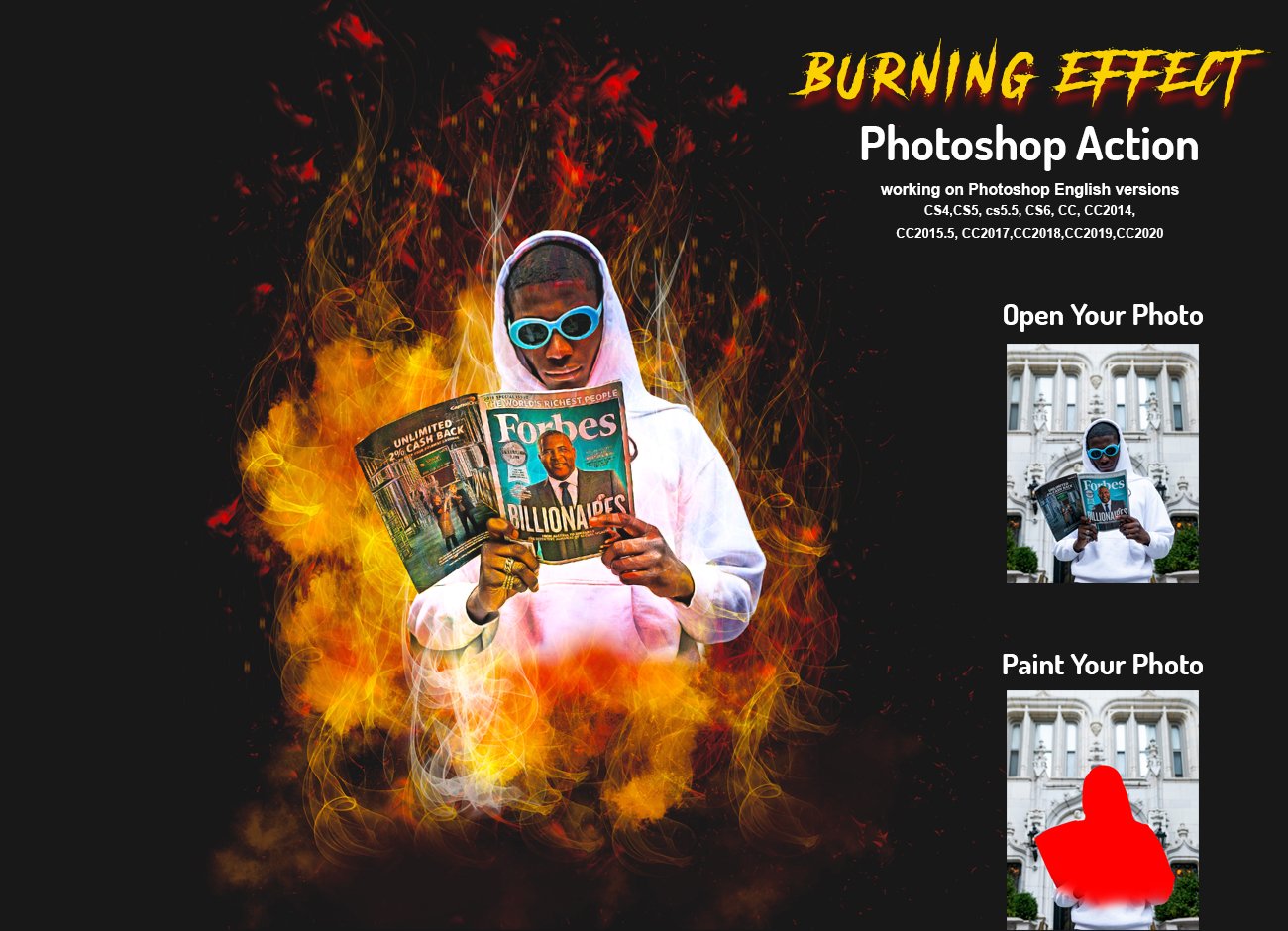 Burning Effect Photoshop Actioncover image.
