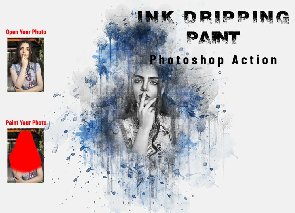 Ink Dripping Paint Photoshop Action – MasterBundles