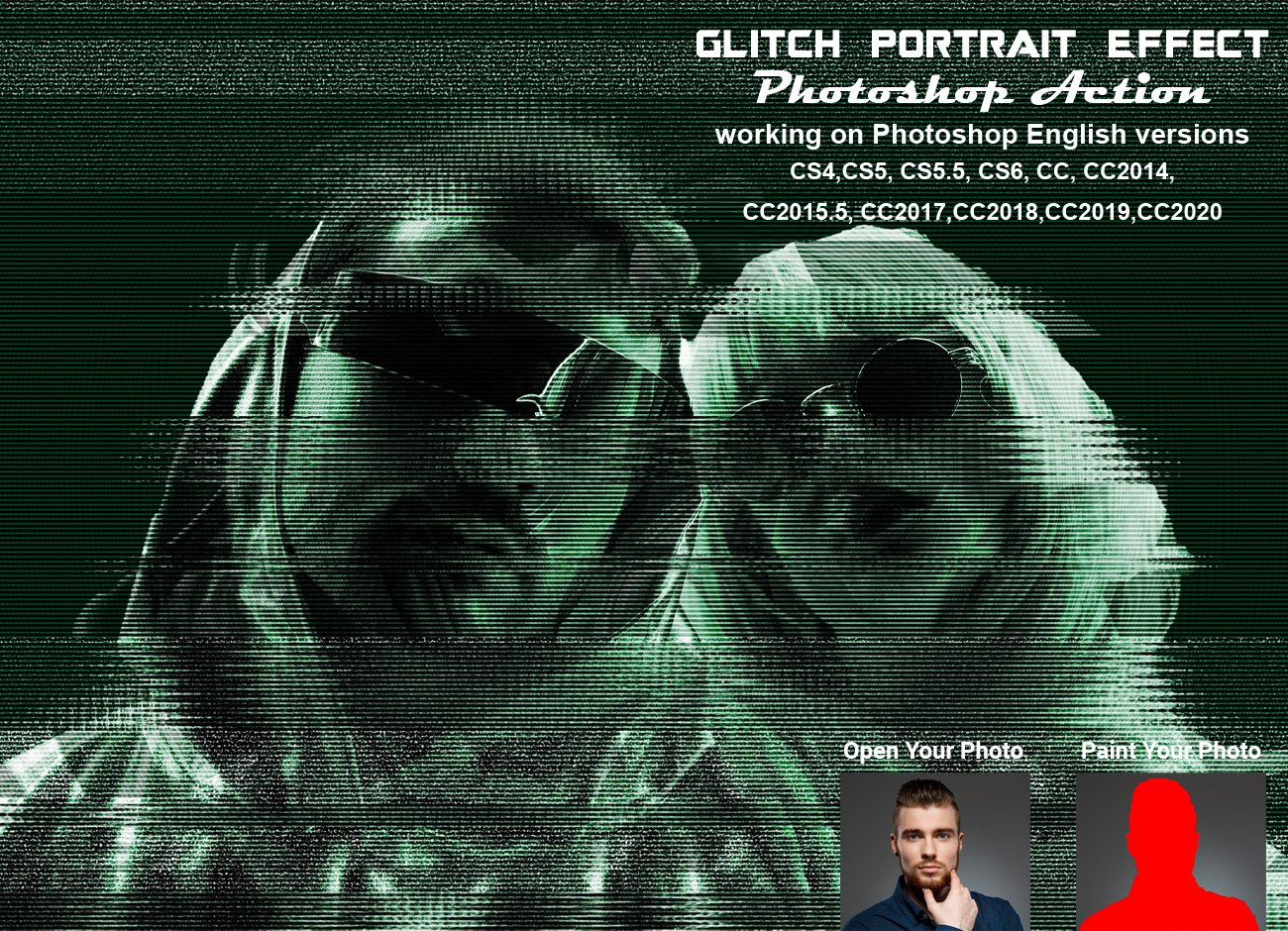 Glitch Portrait Effect PS Actioncover image.