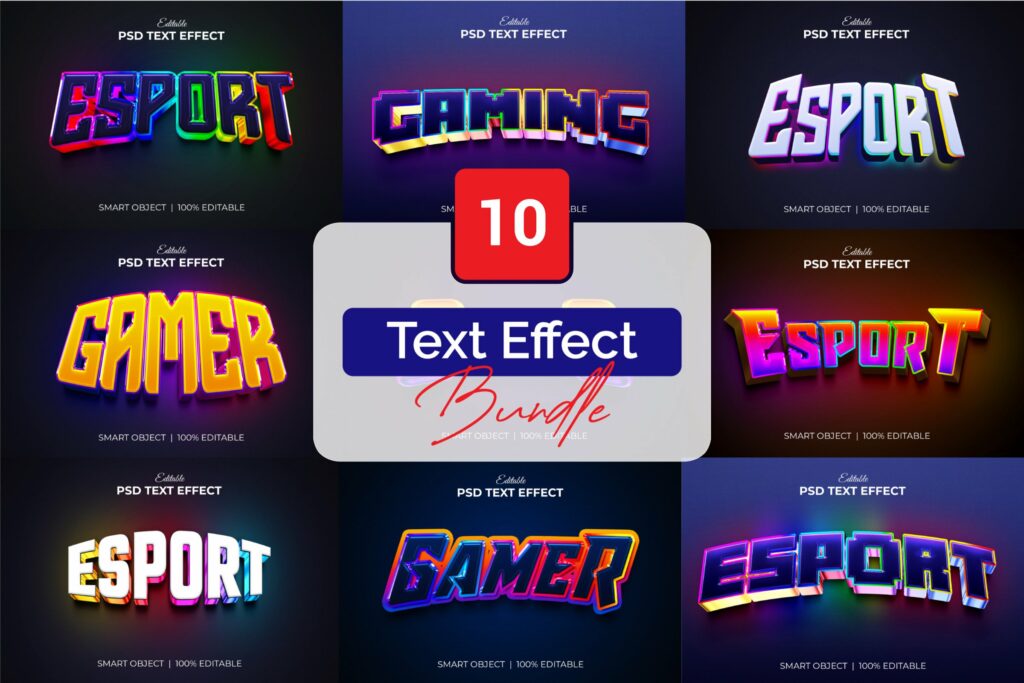 Gaming Text Screen Gaming Text Effect Mockup Bundle v.1 – MasterBundles