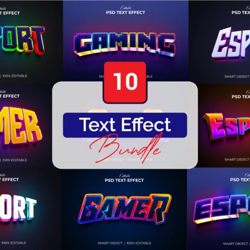 Gaming text effect mockup Bundle v.1cover image.