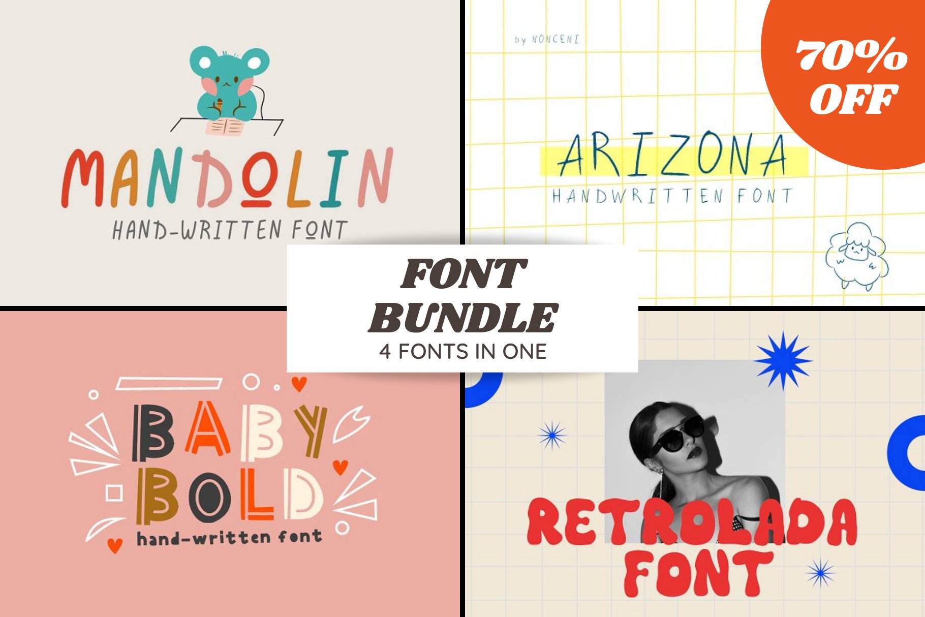 Cute Playful Handwritten FONT BUNDLE cover image.