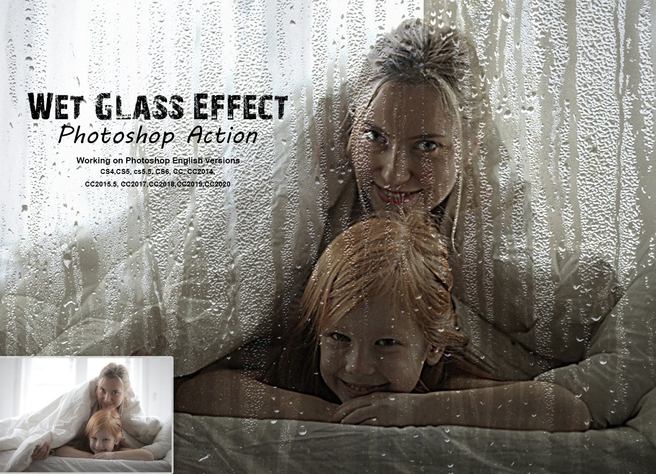 Wet Glass Effect Photoshop Actioncover image.