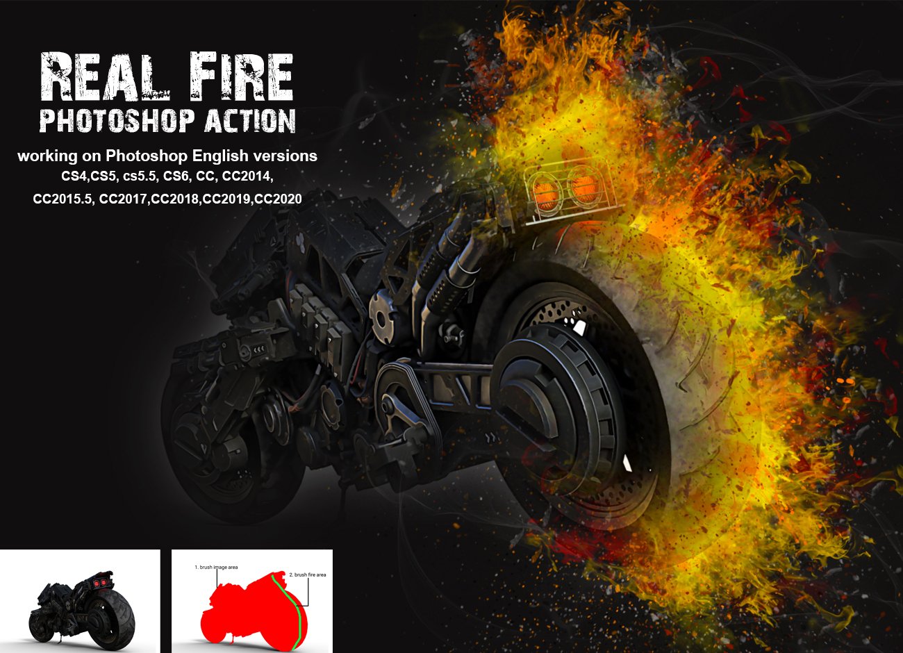 Real Fire Photoshop Actioncover image.