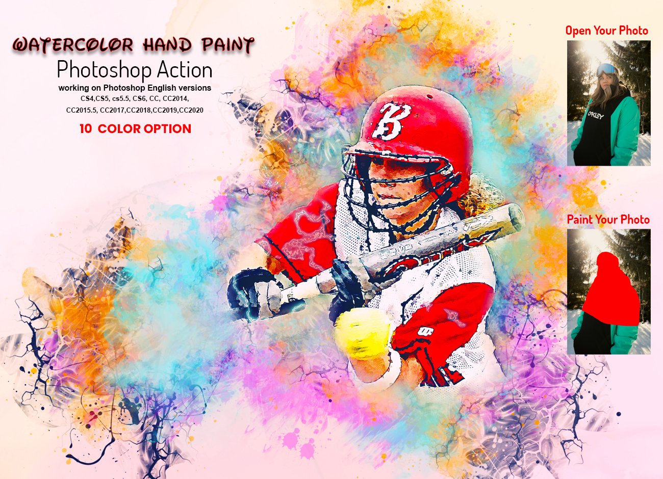 Watercolor Hand Paint PS Actioncover image.