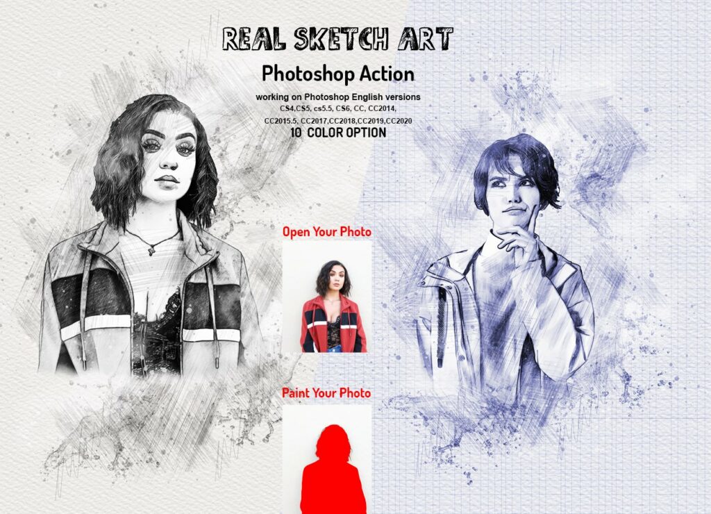 Real Sketch Art Photoshop Action – MasterBundles