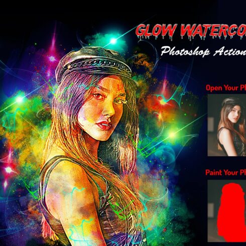 Glow Watercolor Photoshop Actioncover image.