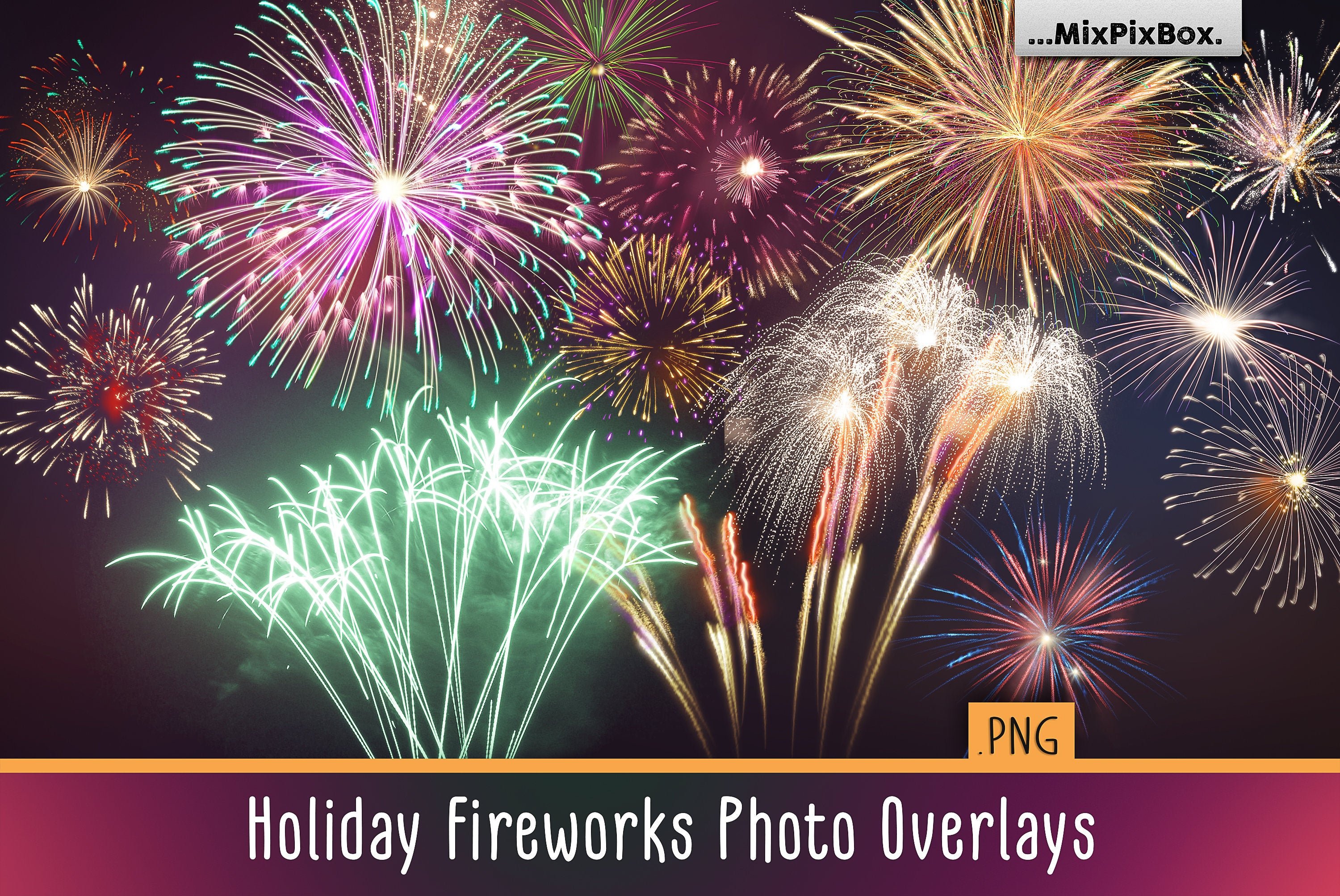 Holiday Fireworks Photo Overlayscover image.
