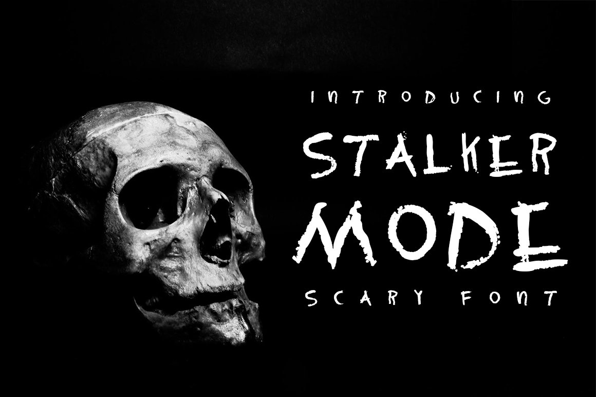 Stalker mode - Scary font cover image.