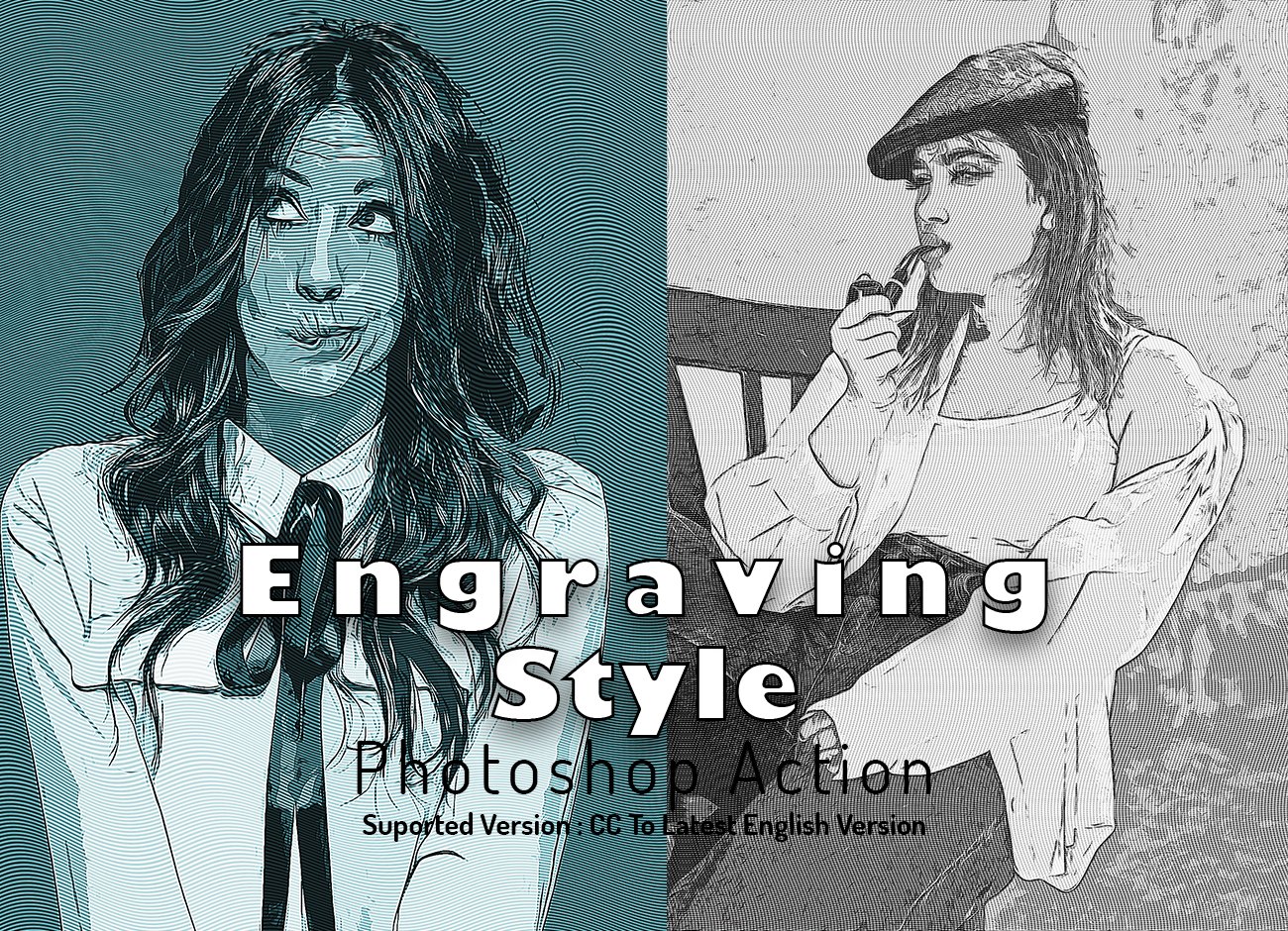 Engraving Style Photoshop Actioncover image.