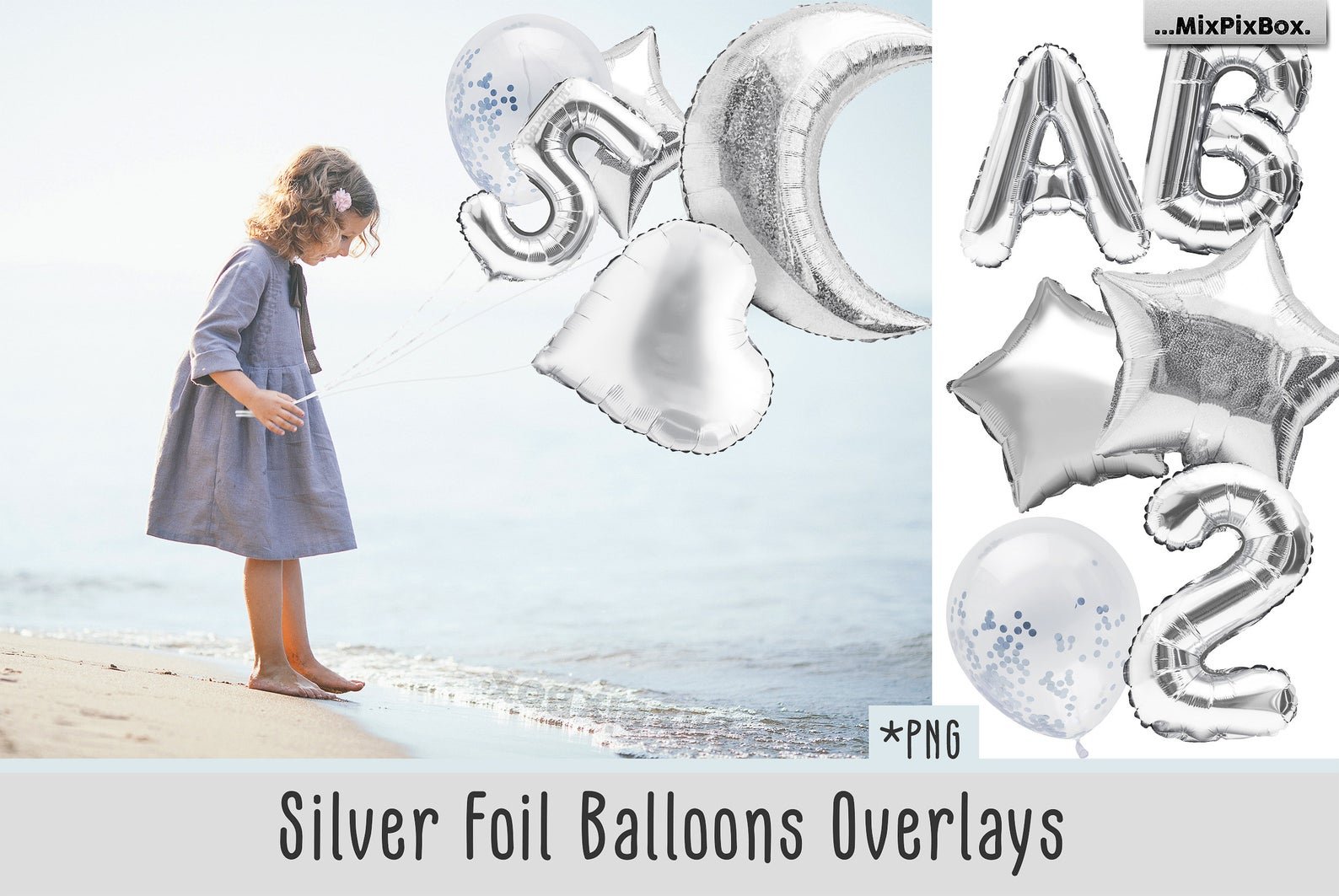 Silver Foil Balloons Photo Overlayscover image.