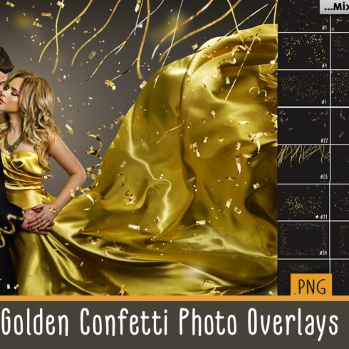 Golden Confetti Photo Overlayscover image.