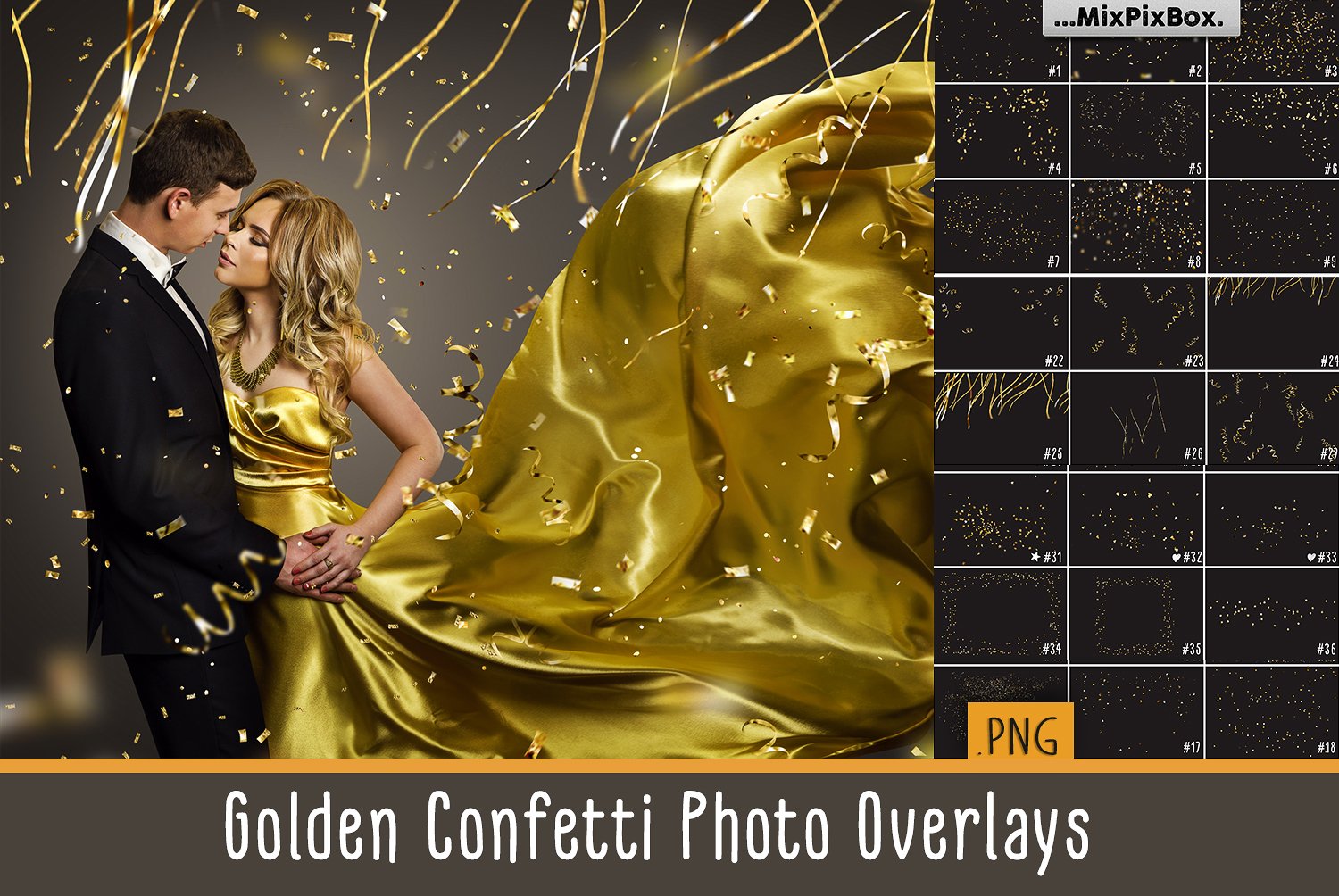 Golden Confetti Photo Overlayscover image.